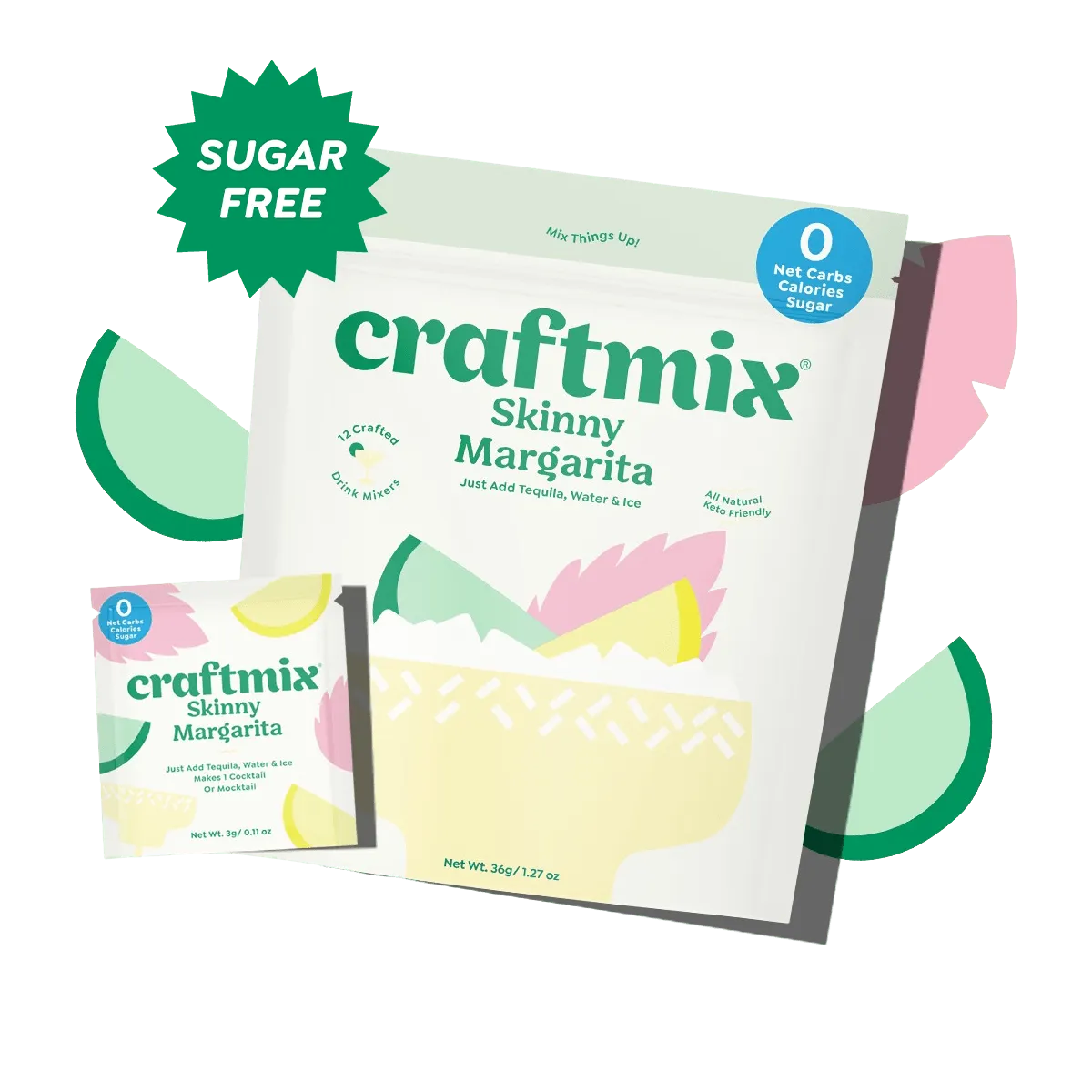 Craftmix Skinny Margarita drinkmiks 12-pakning sukkerfri