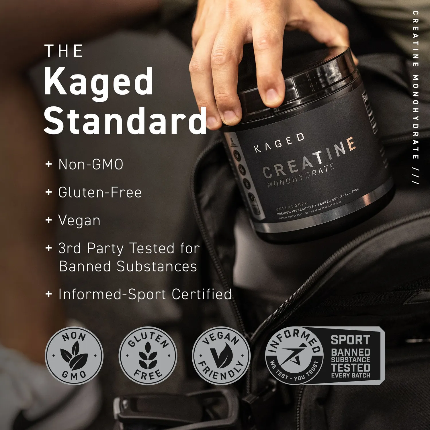 Kaged Creatine Monohydrate kreatin 500 g smakfri