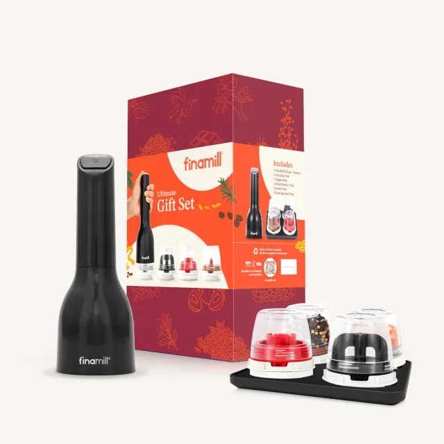 FinaMill Classic Battery krydderkvern gavesett Midnight Black
